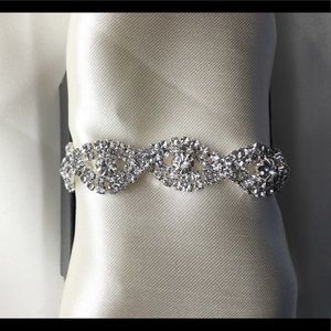 Silver Crystal Rhinestone Infinity Bangle Bracelet